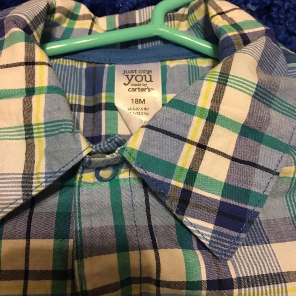 2 Carter’s Plaid Rompers - Picture 5 of 6